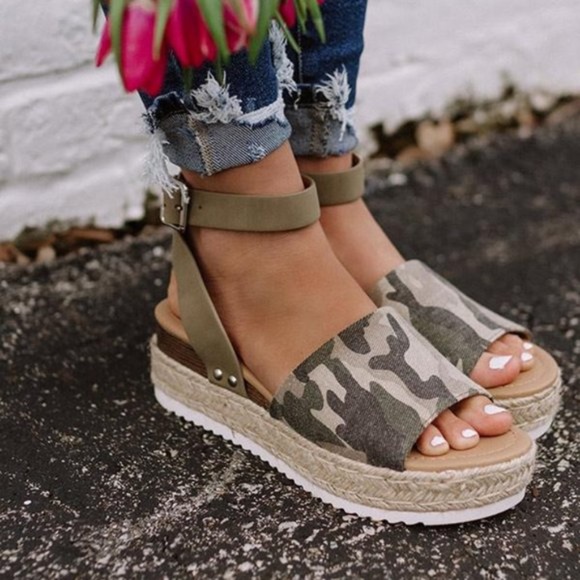 Shoes - LAST - HELLO SUMMER Camo Print Espadrilles